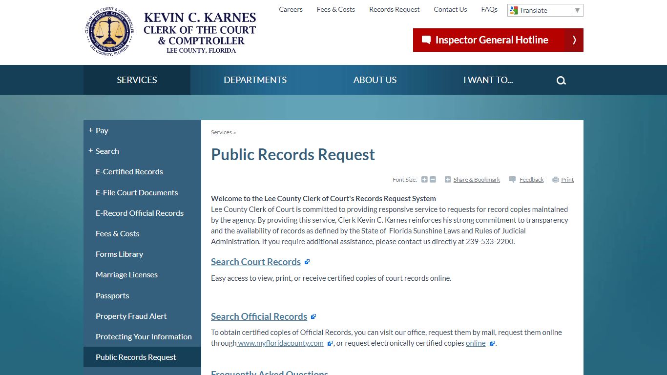 Public Records Request | Lee County Clerk of Court, FL